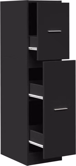Berkfield Home Apothecary Cabinet in Black, W/D/H: 30 x 30 x 118 cm