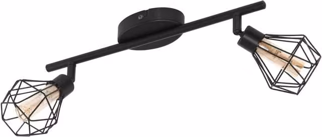 Loops Flush 2 Spot Ceiling Light in Black Steel with Amber Glass Shades and G9 LED Bulbs – 1