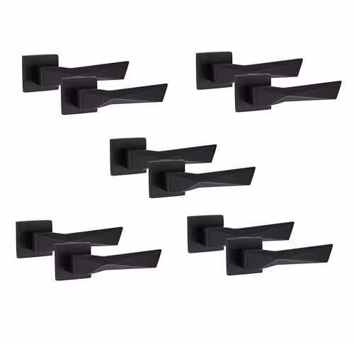 Golden Grace Aura Square Rose Door Handles in Matt Black Finish – 1
