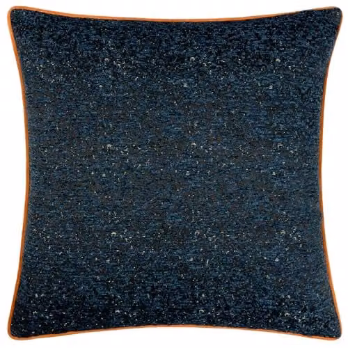 Paoletti Galaxy Chenille Piped Square Cushion in Blue and Gold, W/D/H: 50 x 50 x 50 cm – 1