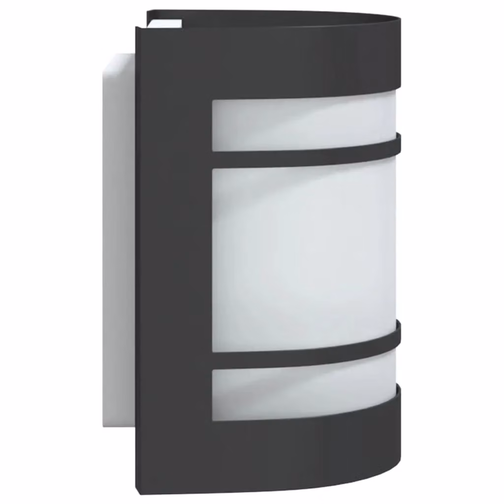 Berkfield Home Modern Black Stainless Steel and Glass Outdoor Wall Light – 3