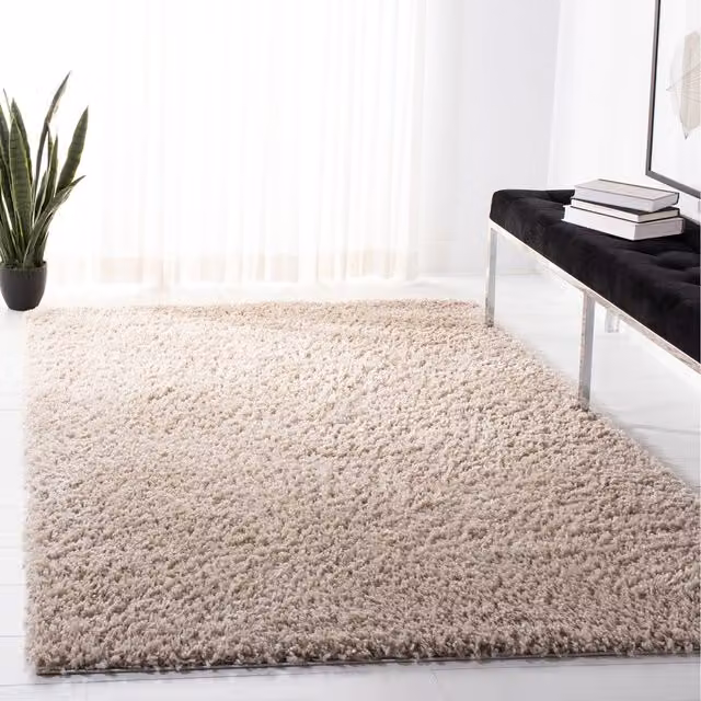 Smart Living Modern Shaggy Rug in Beige, W: 160 cm, L: 230 cm
