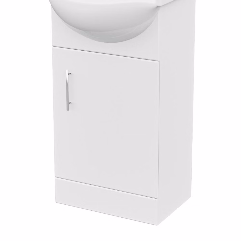 Nes Home Gloss White Modern Bathroom Floor Standing Cabinet with Soft Close Hinged Doors W/D/H: 50 x 41.5 x 76 cm – 2