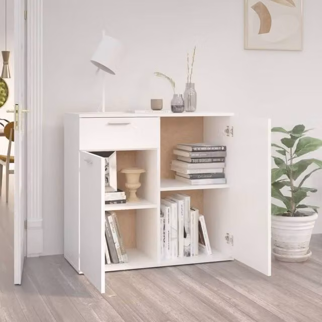 Berkfield Home White Modern Sideboard in Matt MDF, W/D/H: 80 x 36 x 75 cm – 1