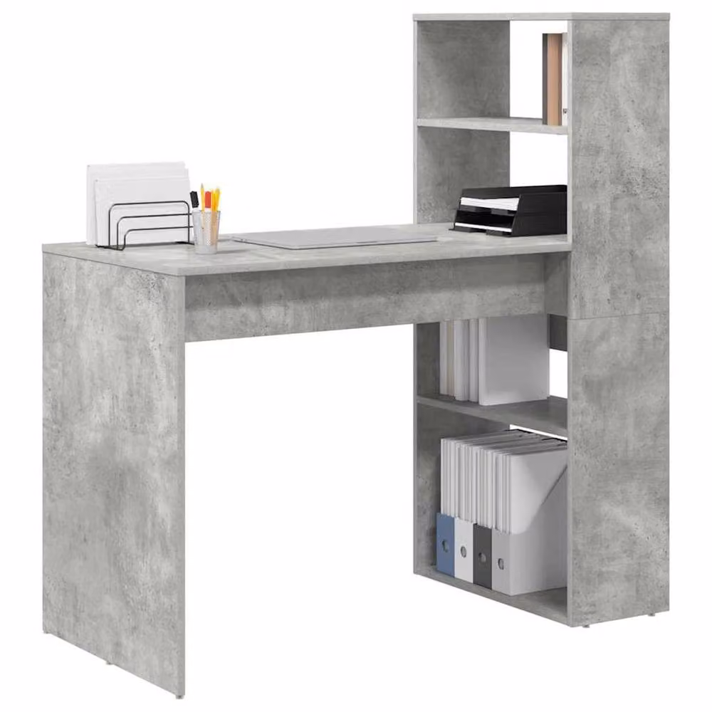 Berkfield Home Modern Writing Desk in Grey with Storage, W/D/H: 113 x 54 x 120 cm – 2