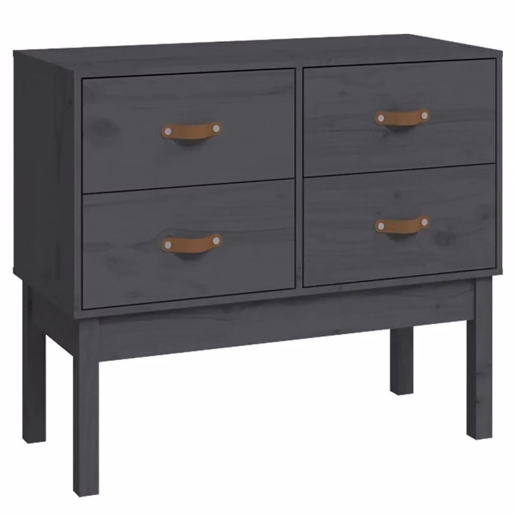 Berkfield Home Grey Rustic Solid Wood Pine Console Cabinet W/D/H: 90 x 40 x 78 cm – 2