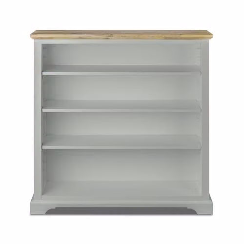 Statement Furniture Florence Bookcase in Sage Green with Limed Acacia Top and Adjustable Shelves, W: 120 cm, H: 124 cm, D: 33 cm