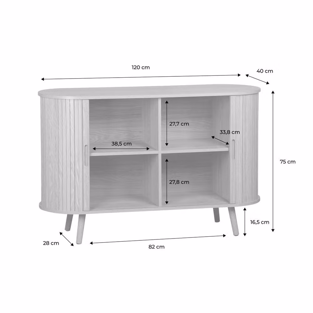 sweeek Scandi-style Sideboard with 2 Sliding Doors, Dark Brown, W: 120 cm, H: 75 cm, D: 40 cm – 2
