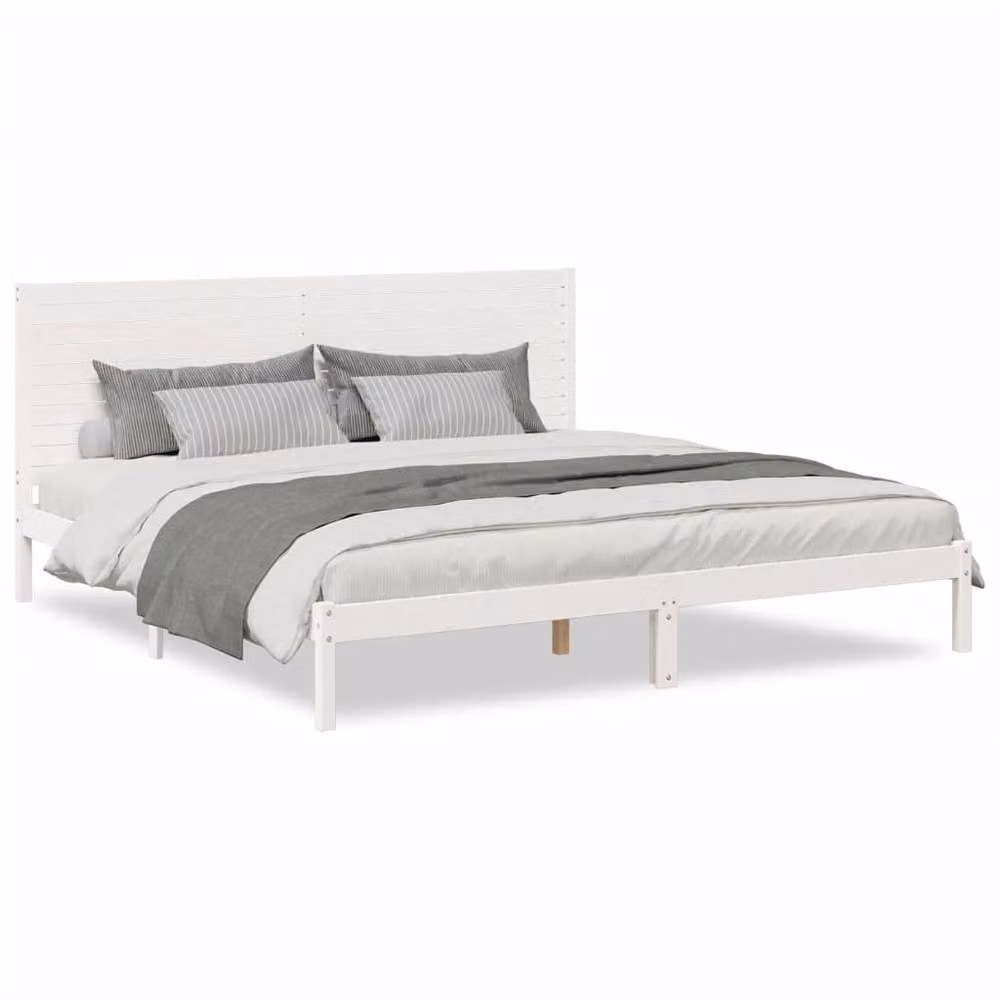 Berkfield Home Extra Long Solid Wood Bed Frame in White, 200 x 210 cm – 2