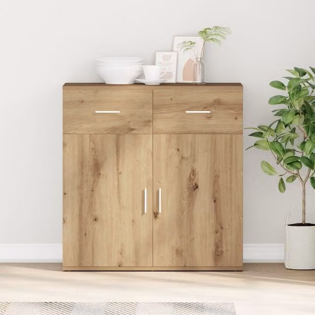 Berkfield Home Artisan Oak Sideboard in Brown with Drawer and Shelf Storage – 1