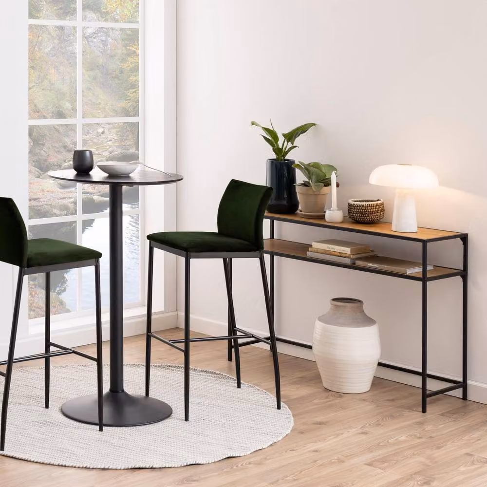 Furniture To Go Seaford Industrial Console Table with Black Metal Frame and Oak Top – 2