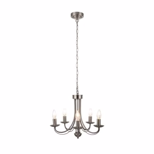 Cosylyte Elmore 5 Light Traditional Classic Metal Pendant Light, Silver, W: 46.5 cm, D: 46.5 cm, H: 102 cm, 5 x E14 Max 10W LED – 1
