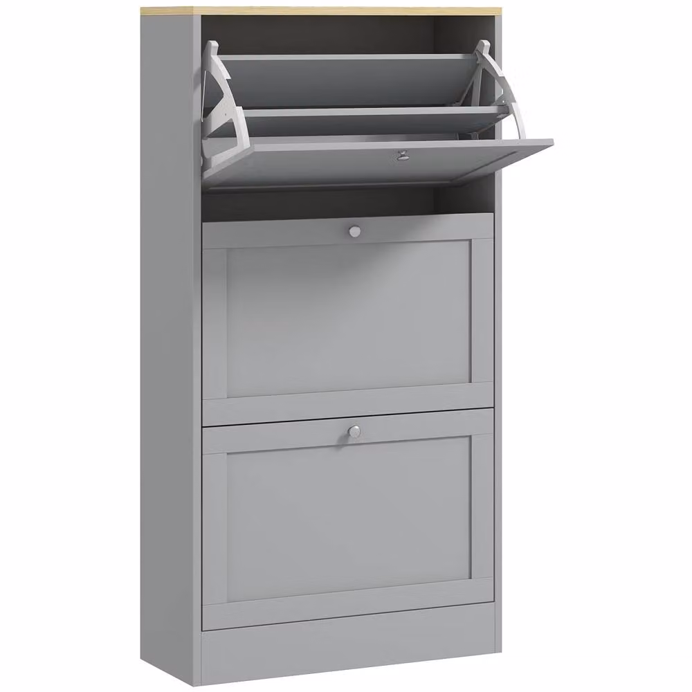 Wyld Haus Sari Grey 3 Drawer Compact Wall Mounted Shoe Cabinet – 2