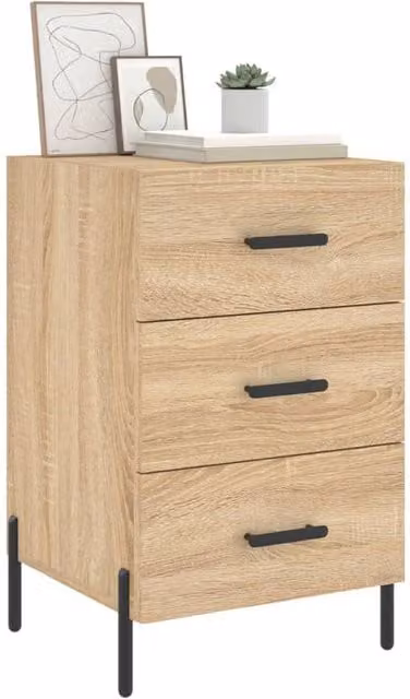 Berkfield Home Modern Bedside Cabinet in Sonoma Oak, Light Tan, W/D/H: 40 x 40 x 66 cm