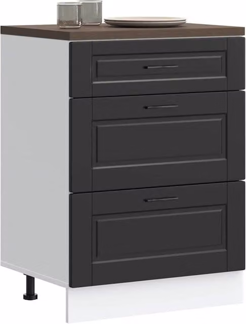 Berkfield Home Porto Black Matt MDF Freestanding Kitchen Base Unit