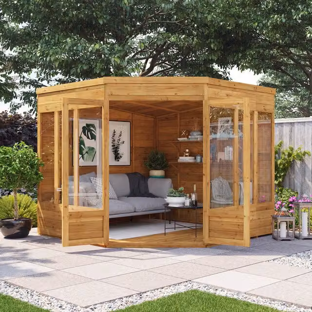 BillyOh Picton Corner Summerhouse in Brown Wood with Window