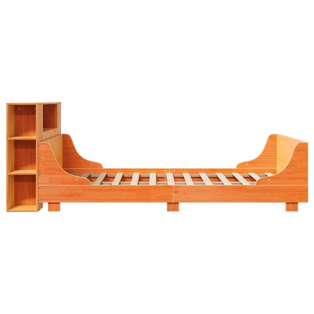 Berkfield Home Solid Pine Double Bed Frame in Waxed Brown, W/D/H: 140 x 190 x 82 cm – 4