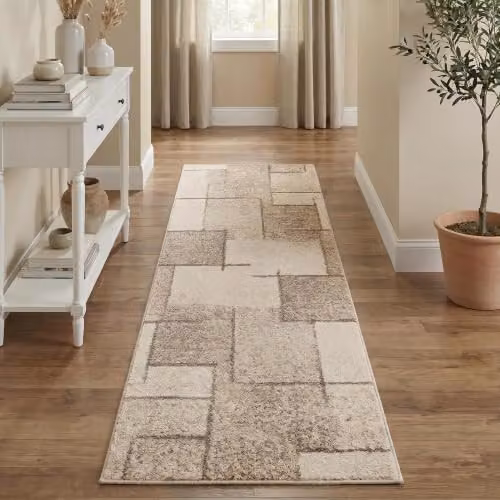 Desire Rugs Rhodes Geometric Runner Rug, Beige, W: 60 cm, L: 220 cm
