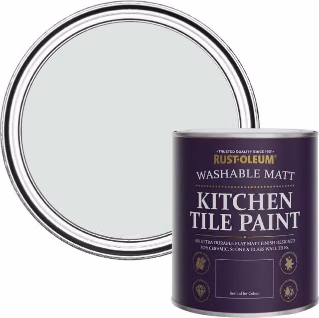 Rust-Oleum Water-Based Kitchen Tile Paint in Matt Finish, Library Grey, 750ml – 1