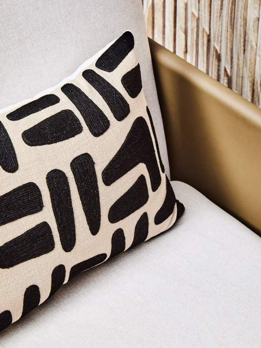 Orsina Bosie Ozella Rectangular Cotton Cushion in Natural, Black and Multicolour – 2