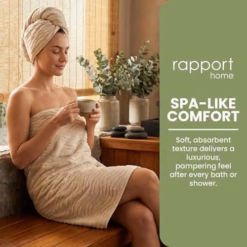 Rapport Home Safari 2-Pack Cotton Bath Towels in Sand, W: 70 cm, H: 120 cm – 4