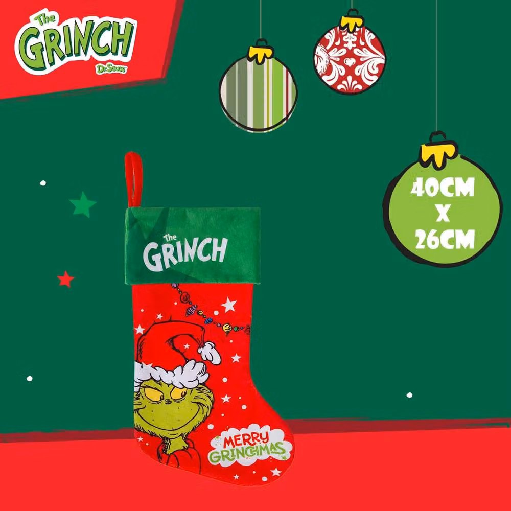 VFM e-Store Grinch Christmas Stocking in Red and Green, H 40 cm x W 26 cm x D 26 cm – 2