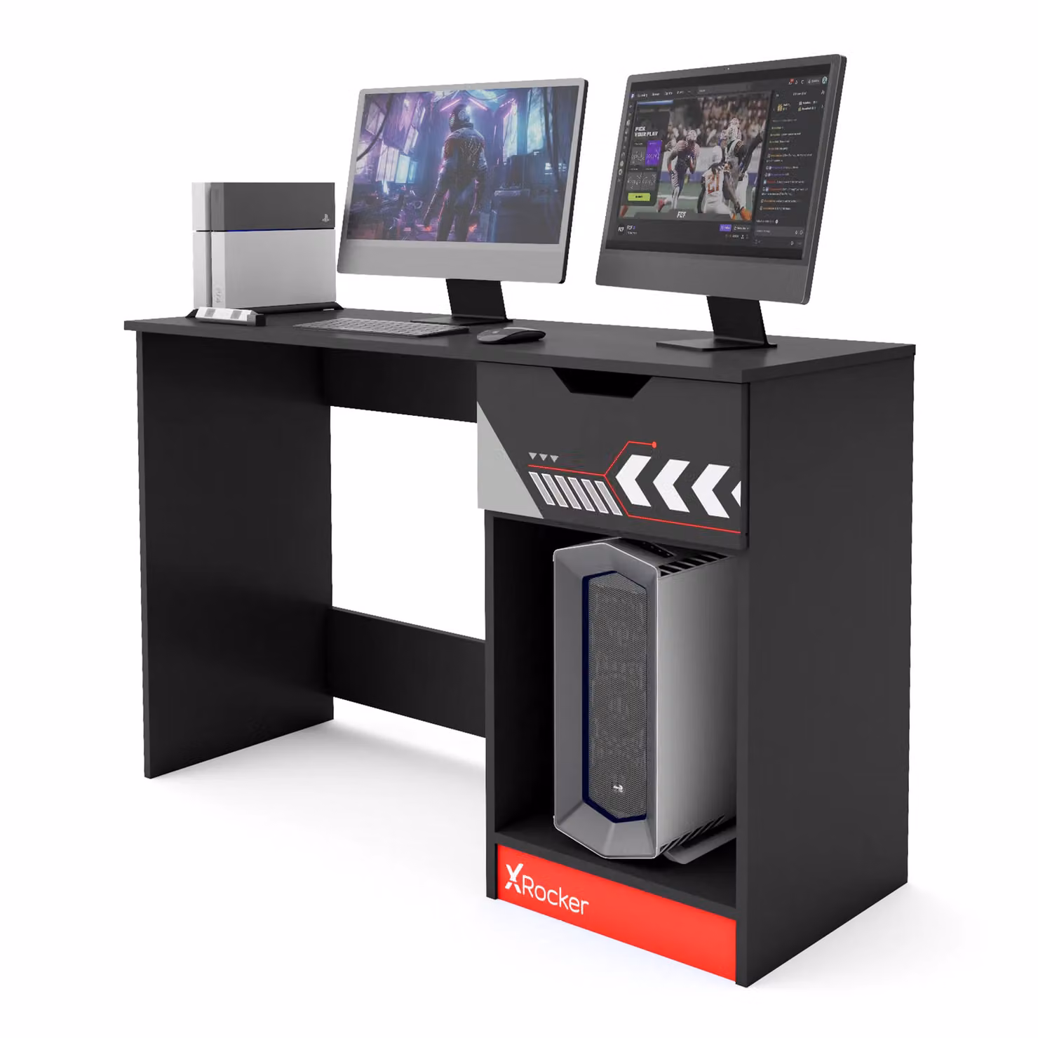 X Rocker Octane Gaming Desk in Red and Black, W: 110 cm, D: 75 cm, H: 110 cm – 2