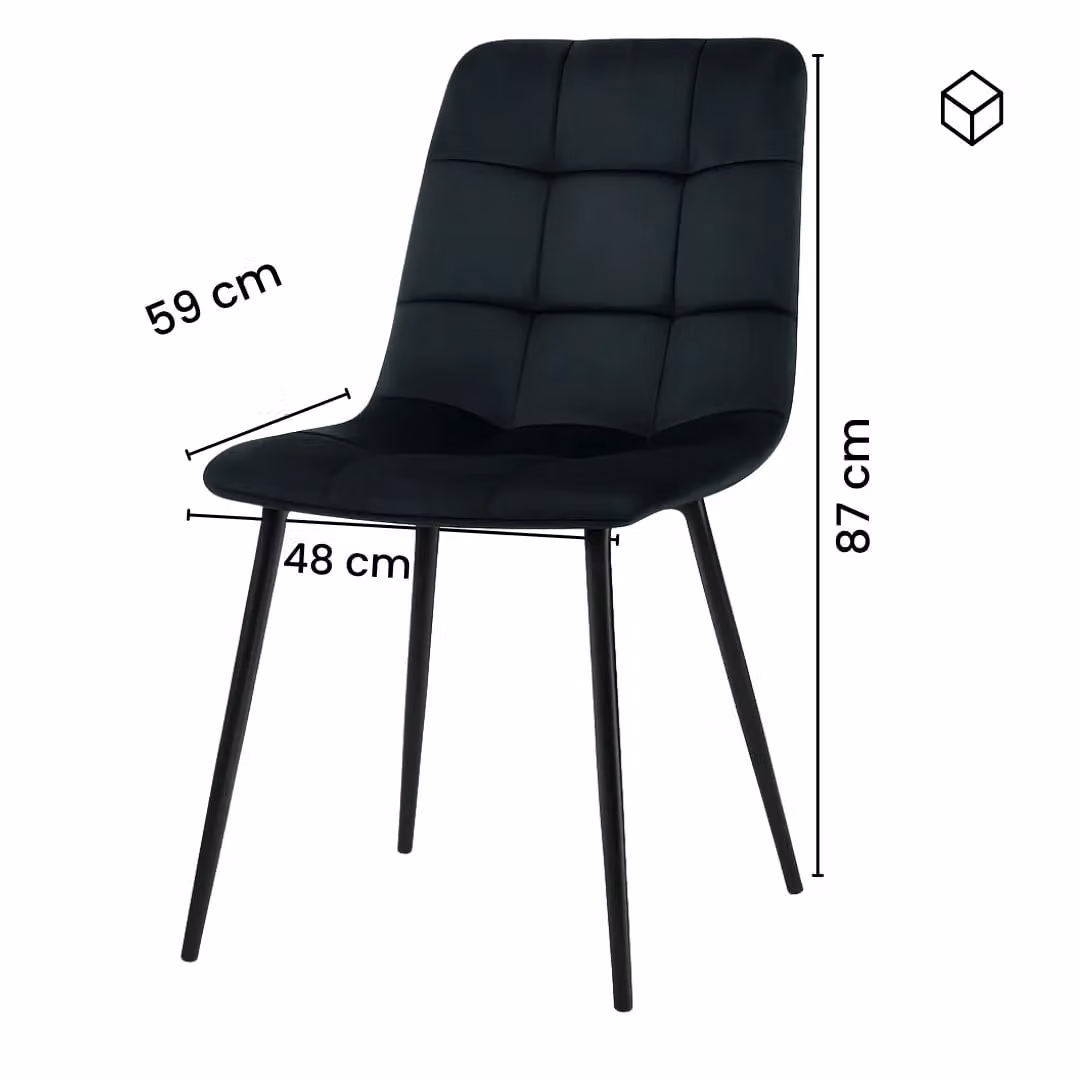 KOSY KOALA Modern Rectangular Dining Set with 6 Black Velvet Chairs in Brown – 6