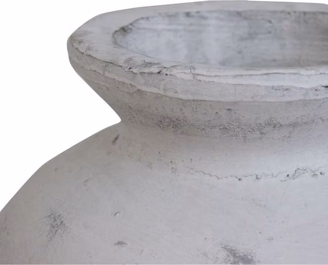 KDMK Darcy Large Antique Stone Tabletop Vase for Faux Flowers, White and Yellow, H 31.0 cm x W 31.0 cm x D 31.0 cm