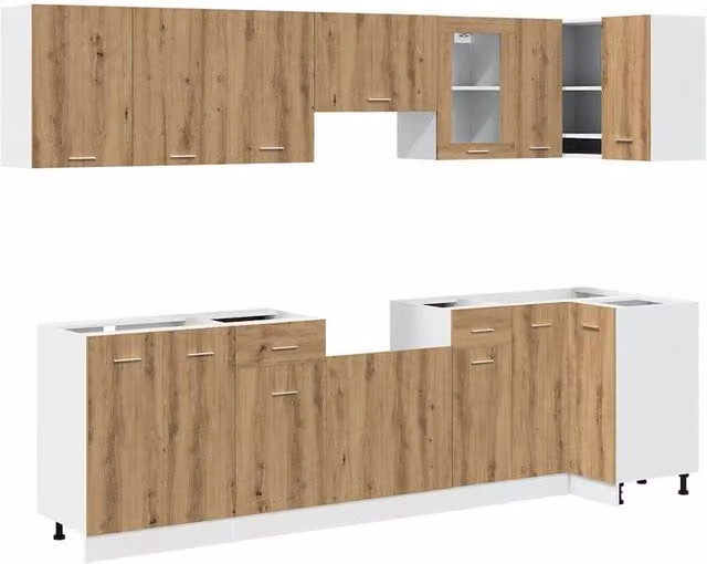 Berkfield Home 11 Piece Modern Kitchen Cabinet Set in Artisan Oak Brown Engineered Wood