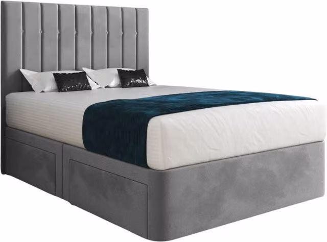 Casani KDMD Enrico Modern Upholstered Velvet Bed Frame in Grey, W/D/H: 122 x 137 x 200 cm