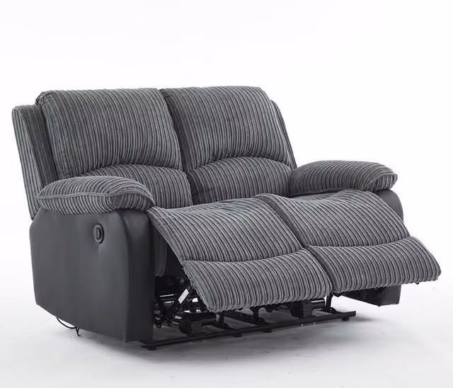 Furniture One Grey Corduroy Sectional Recliner Sofa Set