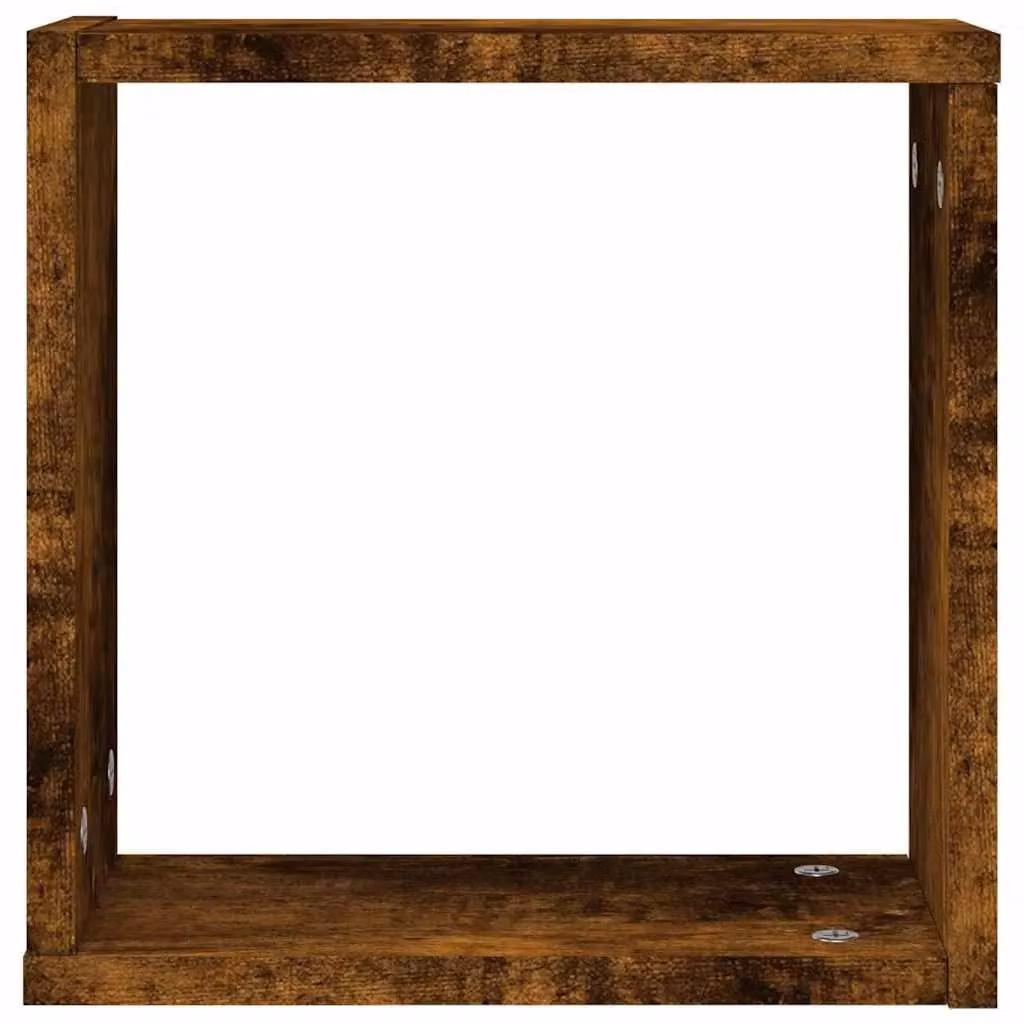 Berkfield Home Wall Mounted Cube Shelves, 4 Piece Set in Smoked Oak Brown, W/D/H: 30 x 15 x 30 cm – 6