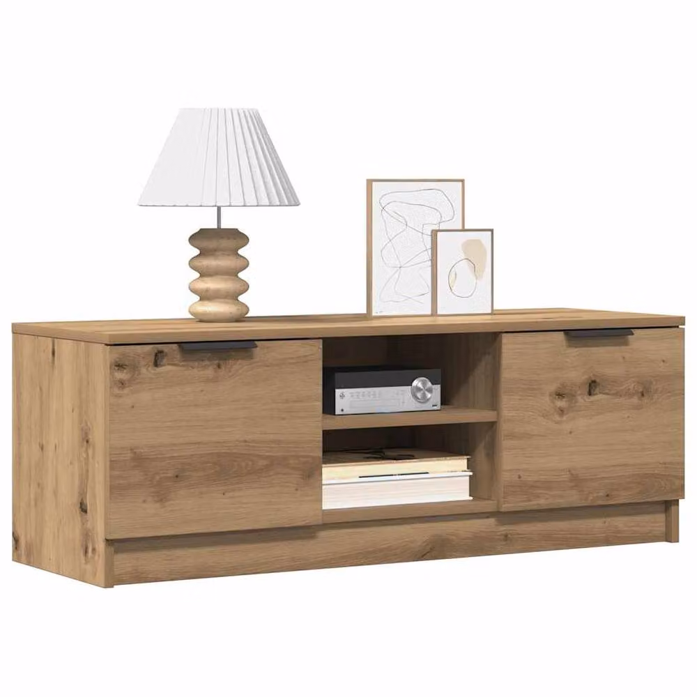 Berkfield Home Artisan Oak TV Cabinet in Brown, W/D/H: 102 x 35 x 36.5 cm – 3