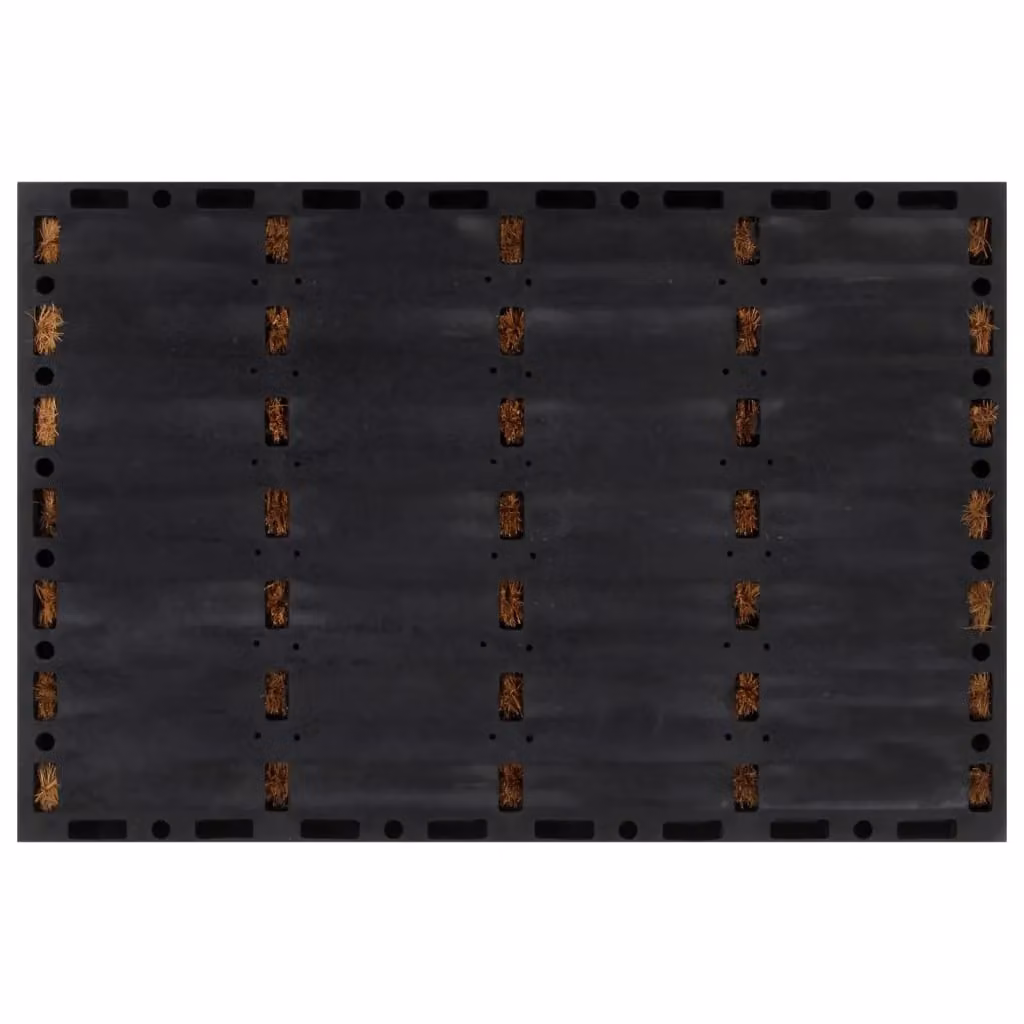 Berkfield Home Rectangular Striped Door Mat in Brown, Rubber and Coir, W: 60 cm, D: 40 cm – 3