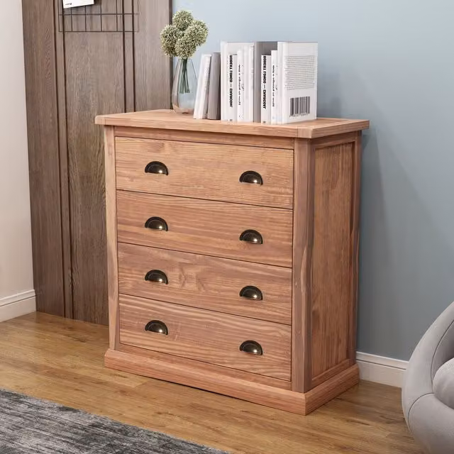 Cabinet Bits Tirolo 4 Drawer Chest of Drawers in Brown Pine Wood