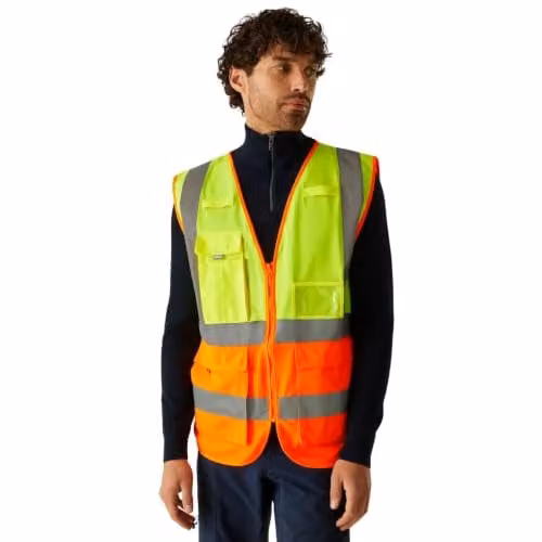 Regatta Men's Class 2 Hi-Vis Executive Vest in Yellow and Orange, Size L – 1