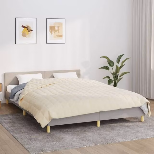 Berkfield Home Weighted Blanket in Beige, W/D/H: 200 x 230 cm, 9 kg