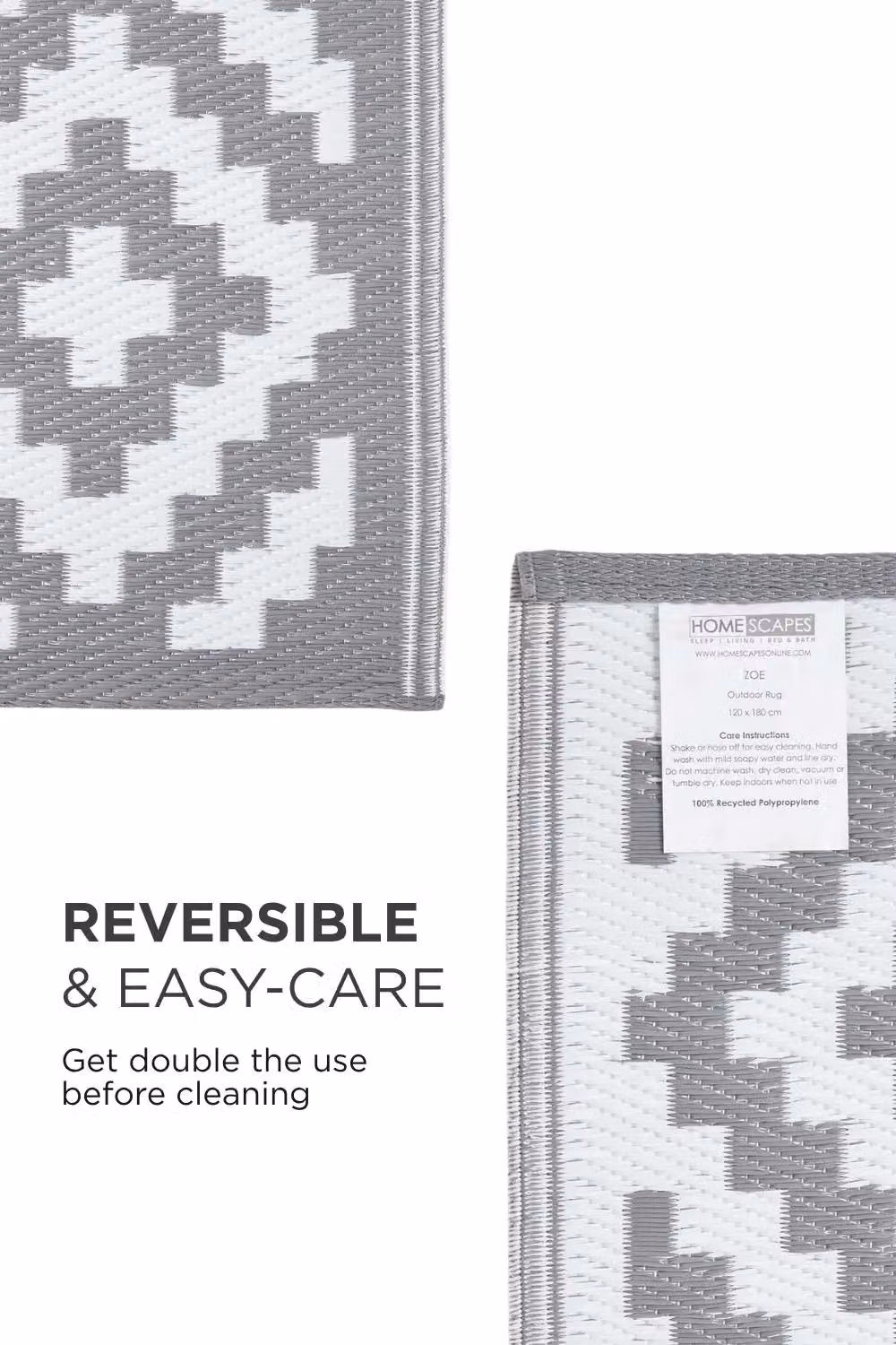 Homescapes Zoe Geometric Luxury Outdoor Rug, Grey and White, W: 150 cm, D: 240 cm – 5