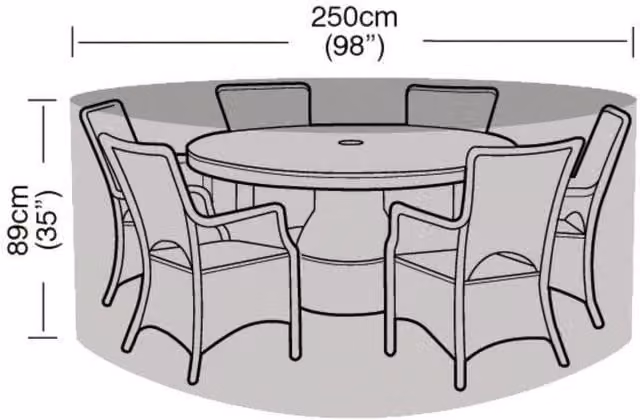 Primrose Green Water Repellent Polyester 6-8 Seater Round Furniture Set Cover, W: 250 cm, H: 89 cm