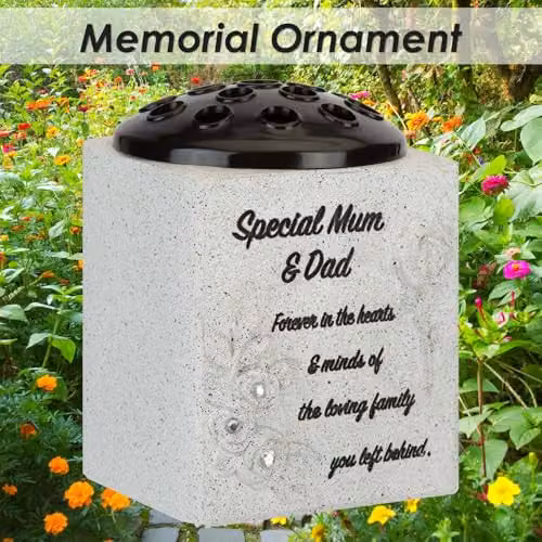 VFM e-Store Memorial Flower Pot Ornament, Grey, W/D/H: 14 x 13.5 x 13.5 cm – 3