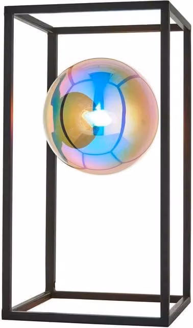 Netlighting Kinjo Table Lamp in Matt Black with Multicolour Iridescent Glass and G9 Bulb Base – 1