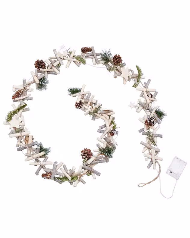 Dibor Sparkle Light Up Christmas Table Decoration Garland with Stars in Brown and Multicolour, Length: 1.85 m – 2