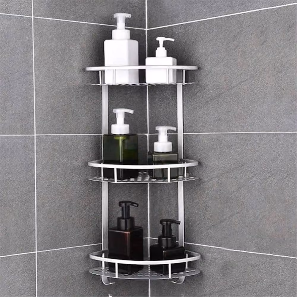 Nordara 3 Tier Corner Shower Caddy Bathroom Organiser in Silver Metal – 2