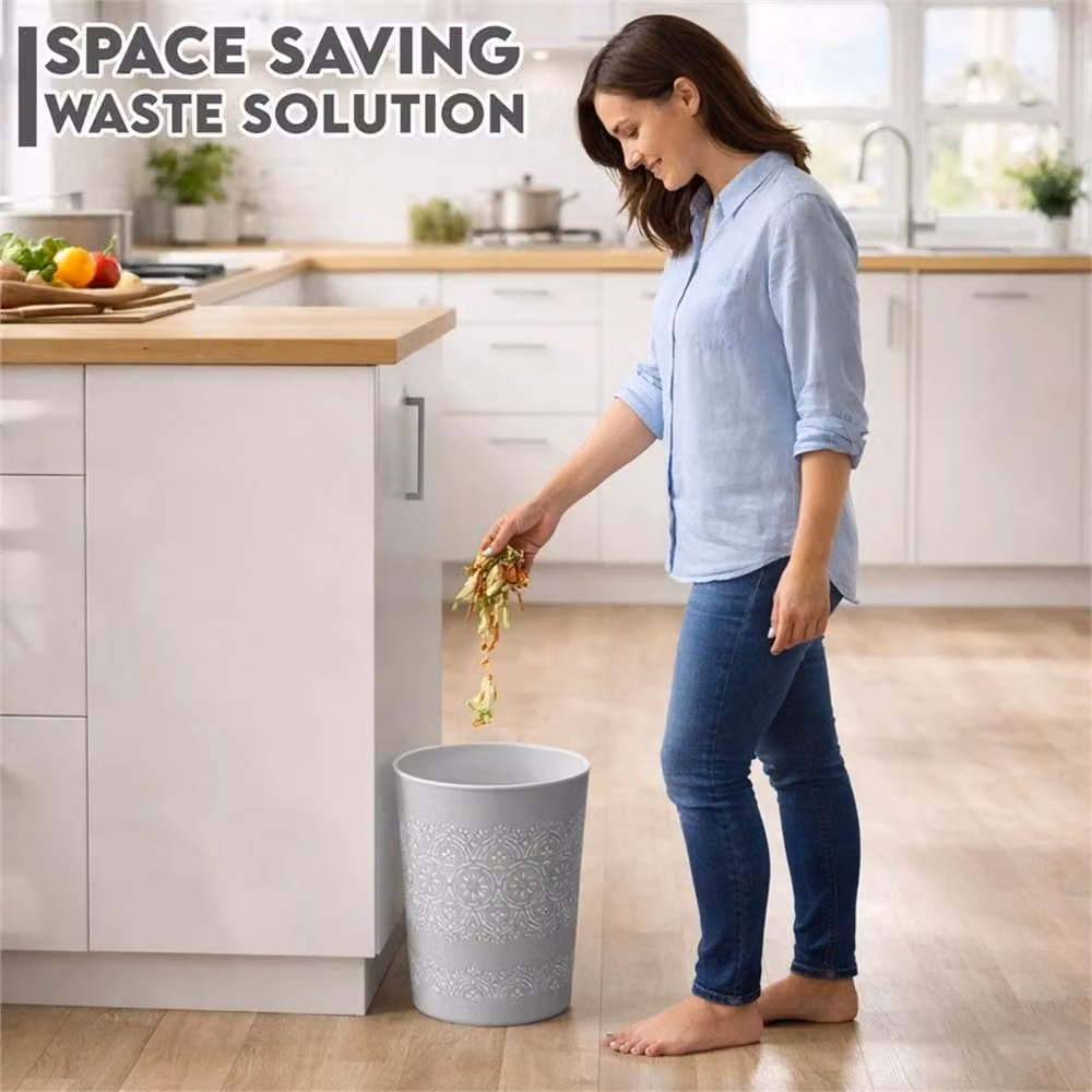 PAWNORA Grey 9 Litre Plastic Waste Paper Bin for Home, Office or Kitchen – 2
