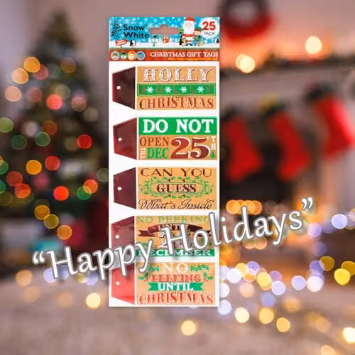 VFM e-Store Christmas Themed Paper Gift Tags, 25 Pack, Multicolour – 5