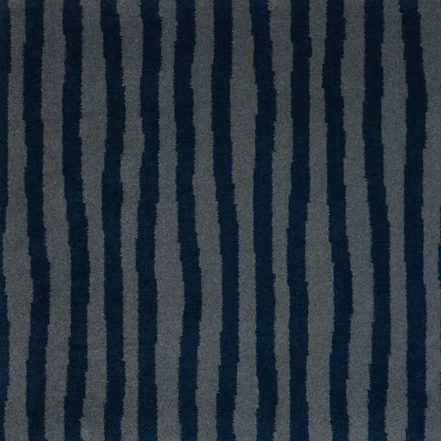 House of Hackney Artist's Stripe Wool Rug in Midnight Blue and Grey, Rectangular