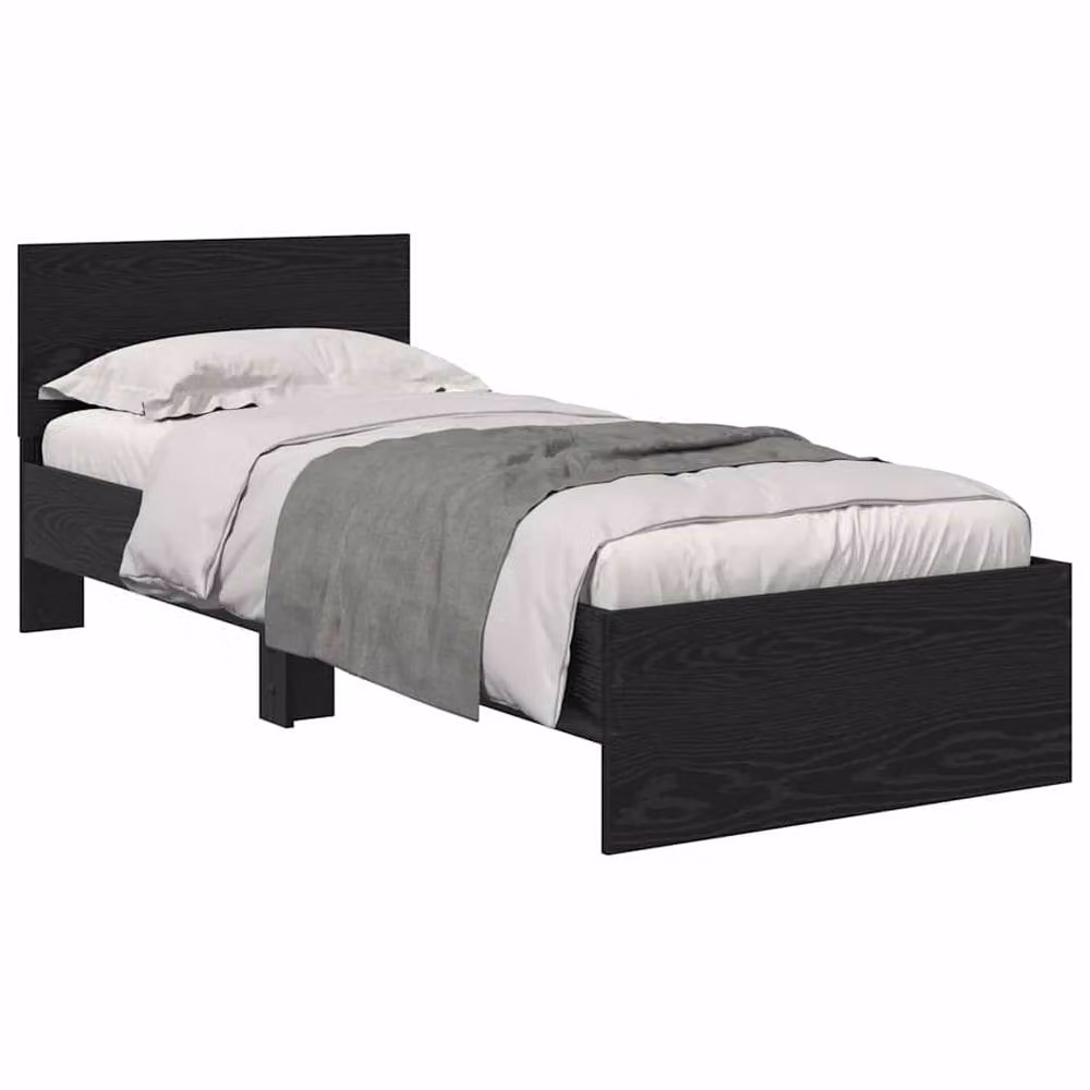 Berkfield Home Modern Bed Frame with Headboard in Black Oak, Engineered Wood, W: 75 cm x L: 190 cm – 2