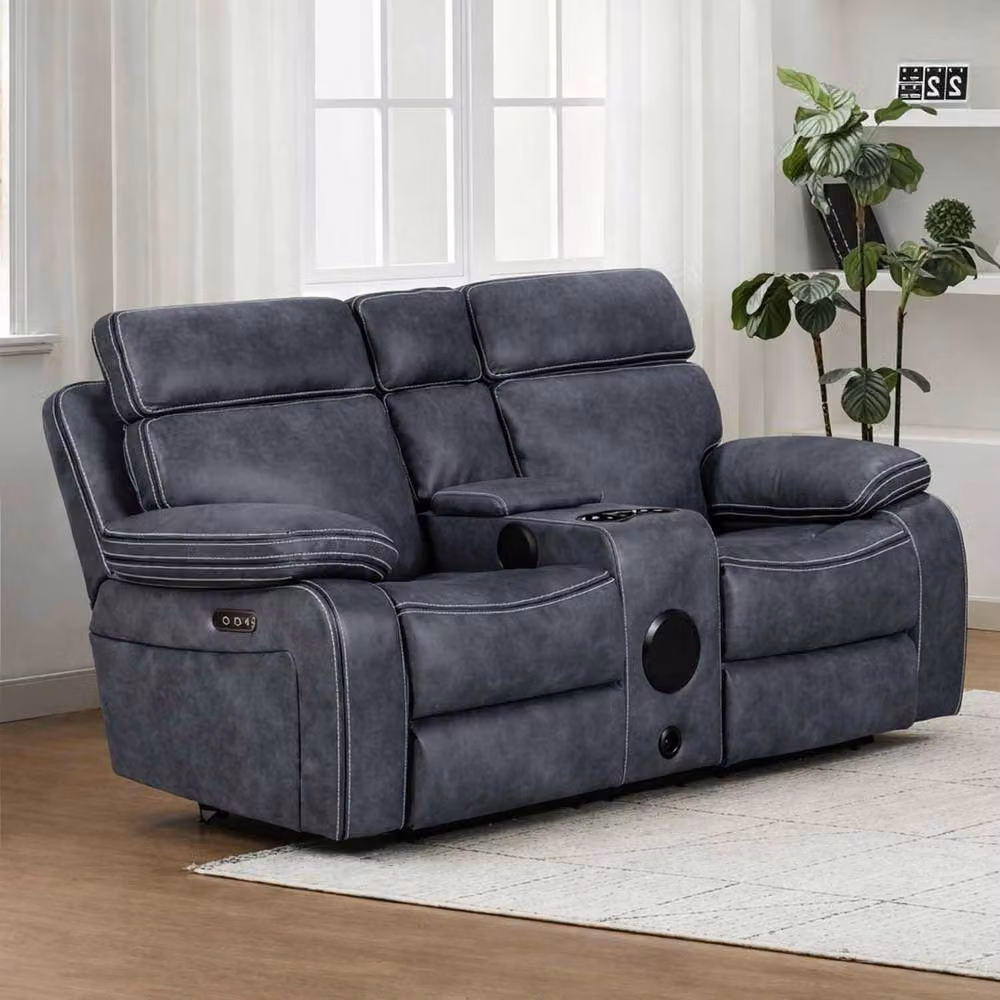 Furnishings For Less UK Tokyo Grey LeatherAire 3 + 2 Seater Electric Recliner Sofa Set with USB Charging, LED Lighting and Cup Holders – 3