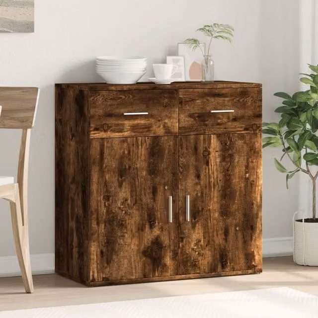 Berkfield Home Smoked Oak Sideboard in Brown, W/D/H: 79 x 38 x 80 cm – 1